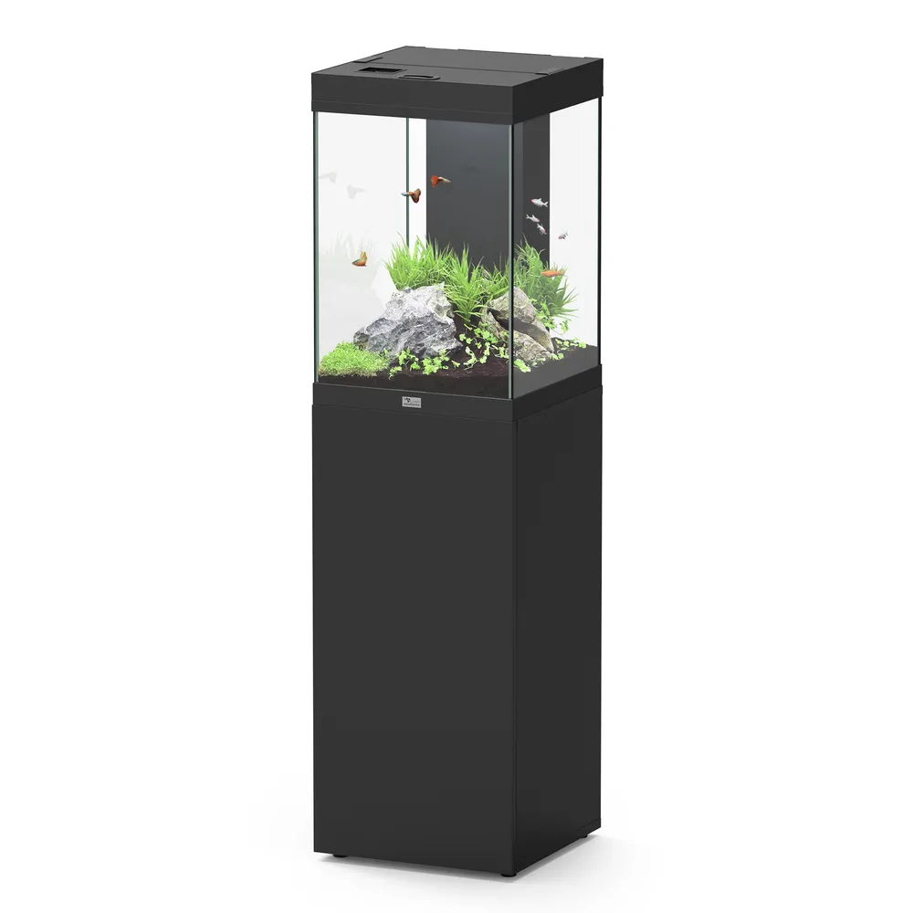 Aquarium équipé Aqua Tower 96 LED avec meuble, noir - 96L
