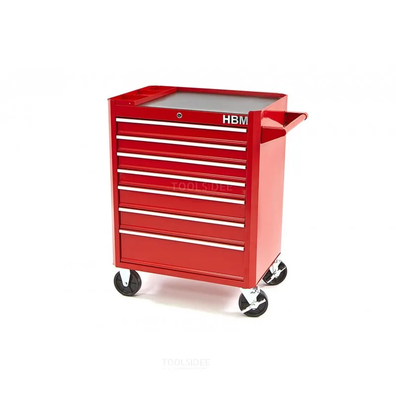 Chariot à outils HBM avec 7 tiroirs - 66 cm - Rouge