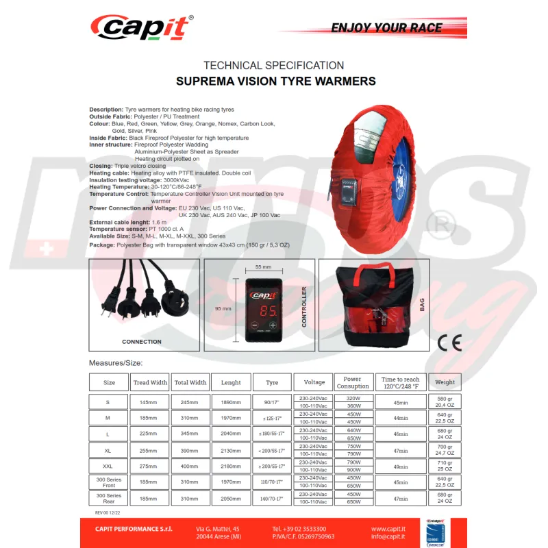 Couvertures chauffantes programmables Capit Suprema Vision 120° M/XXL (AV ≤ 125/17” / AR ≥ 200/55-17”, vert)