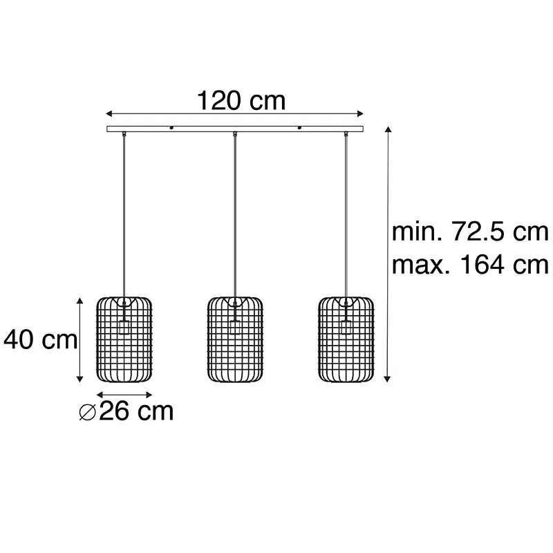 Lampe à suspension industrielle noire 130 cm - Bliss Vefa