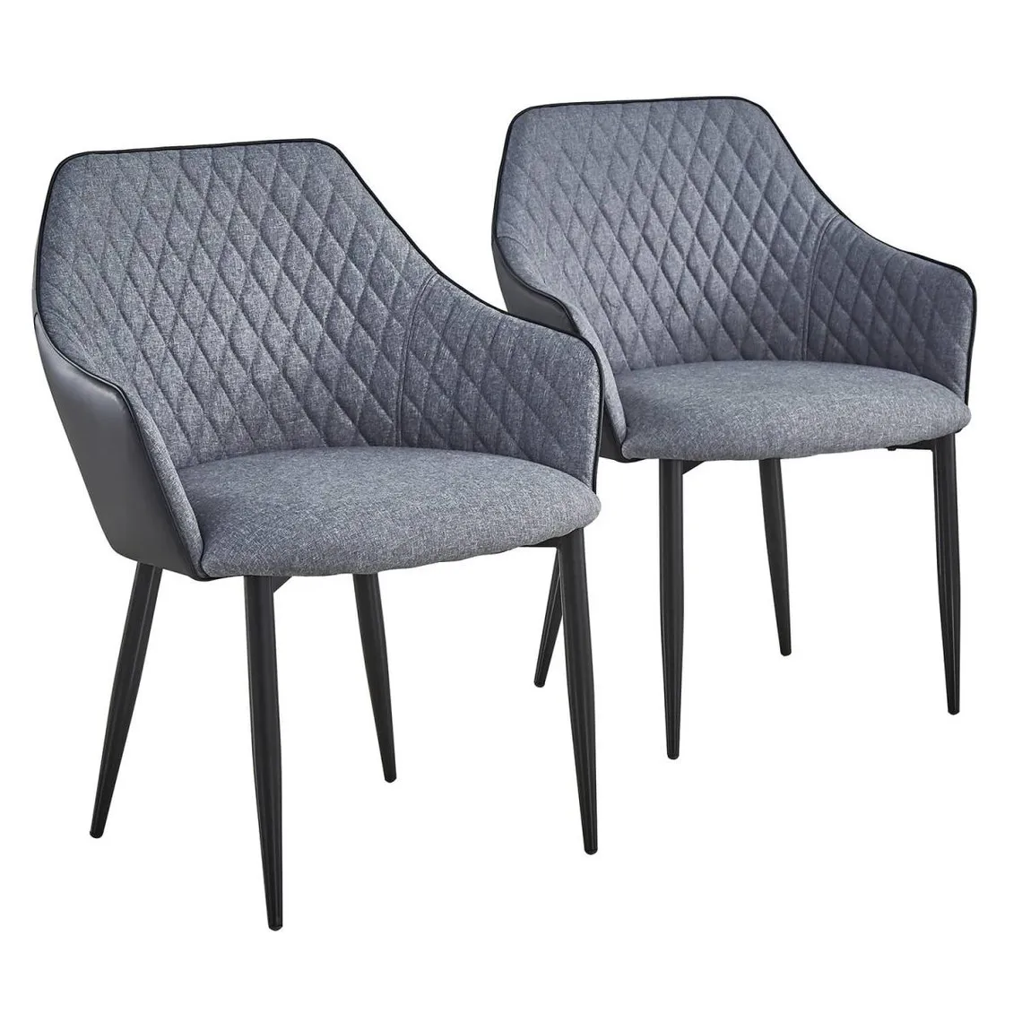 Lot de 2 Chaises/Fauteuils Louisa Gris et Noir | 3 Suisses