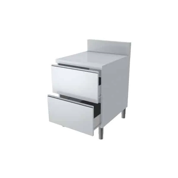 Meuble avec 2 tiroirs dessus inox P 700