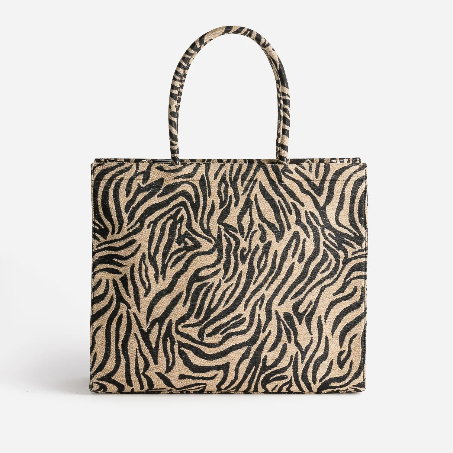 Sac cabas TEXTO beige foncé à motif zébré - Sac cabas / Grand volume Maroquinerie | ERAM
