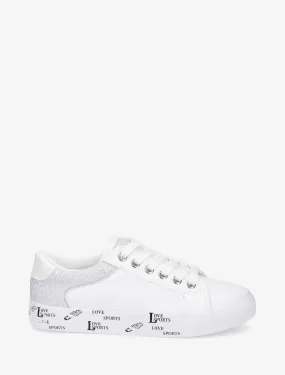 Sneakers en simili à flocage - Argent