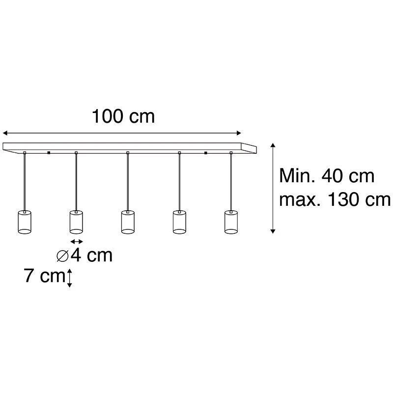 Suspension moderne noire 100 cm 5 lumières - Facil