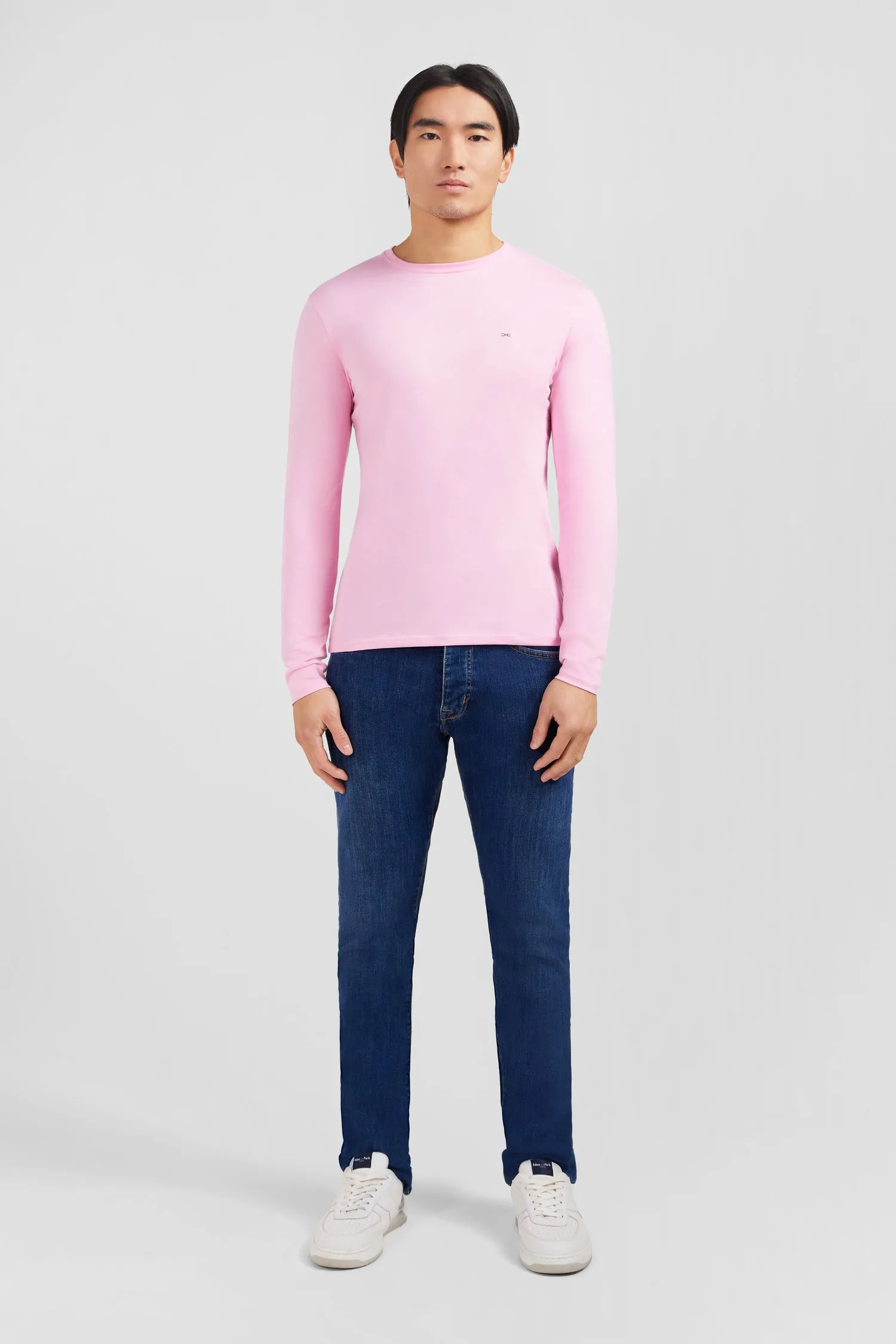 T-shirt rose col rond à manches longues