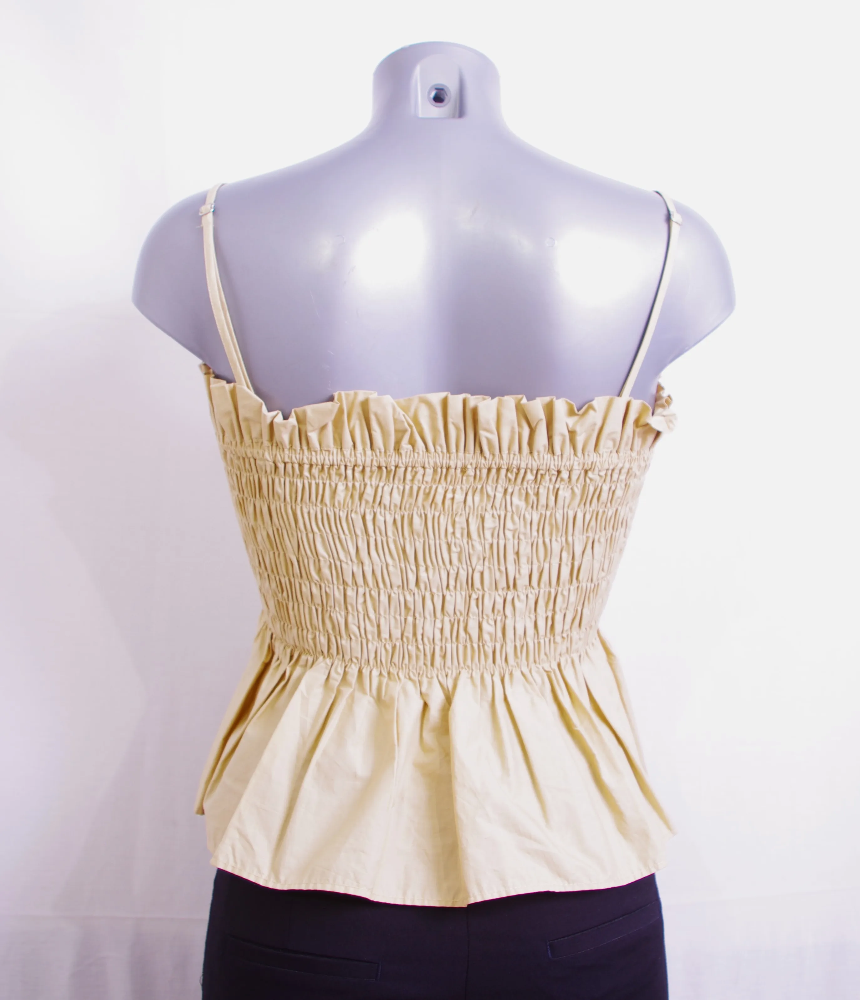 Top beige à smocks - H & M - 42